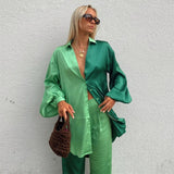Color Block Satin Two-Piece Set