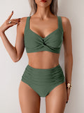 Bikini-Badeanzug mit hohem Bund und Schlitz
