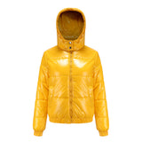 Veste matelassée à capuche en coton brillant