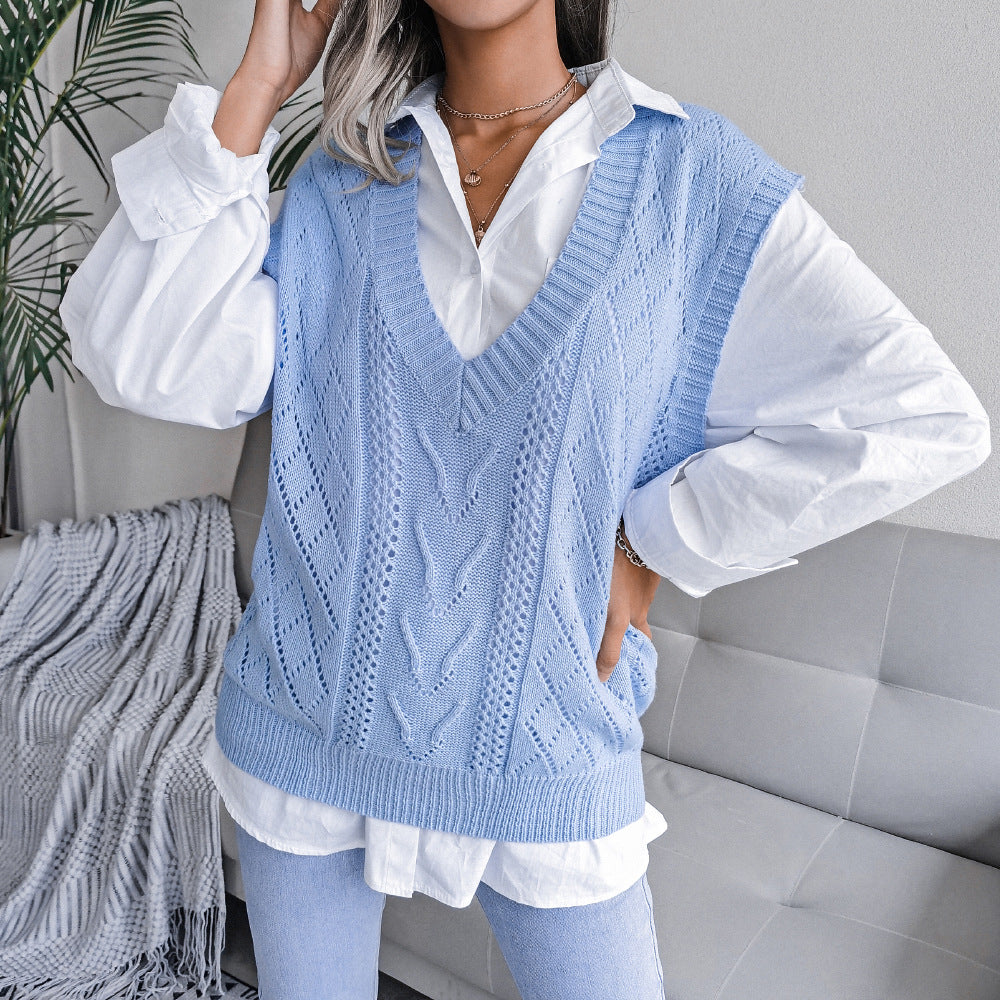 Strickweste mit Cut-Out-Twist und V-Ausschnitt für Damen