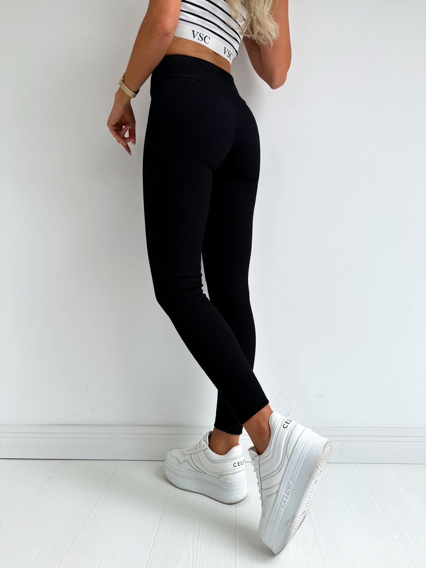 High Waist Vertical Striped Leggings