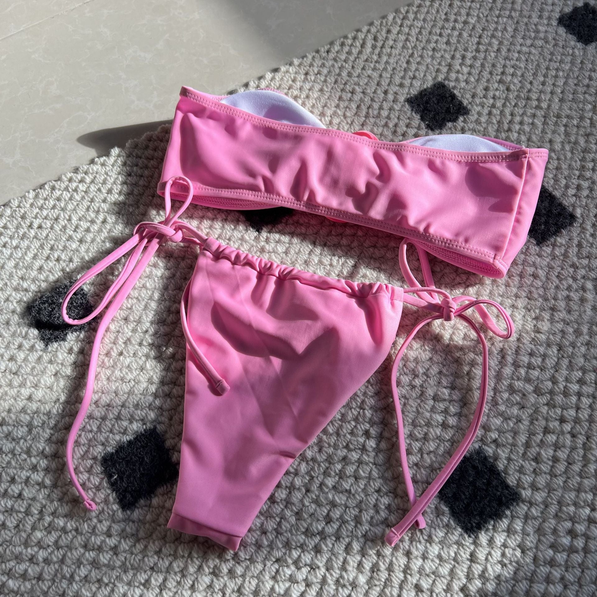 Bikini tube couleur unie rose