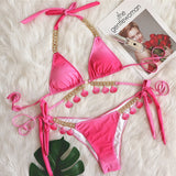 Maillot de bain bikini bandage à cristaux dégradés