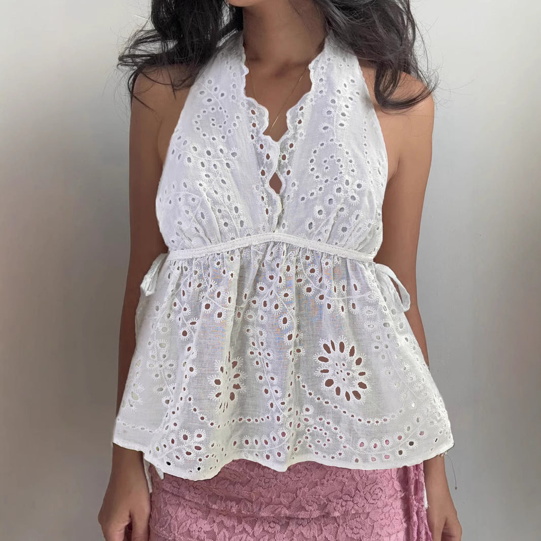 Sexy Set aus Neckholder-Weste mit Jacquard-Spitzenrand und hoch tailliertem Rock