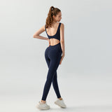 Combinaison de yoga sans manches à col en U pour femme