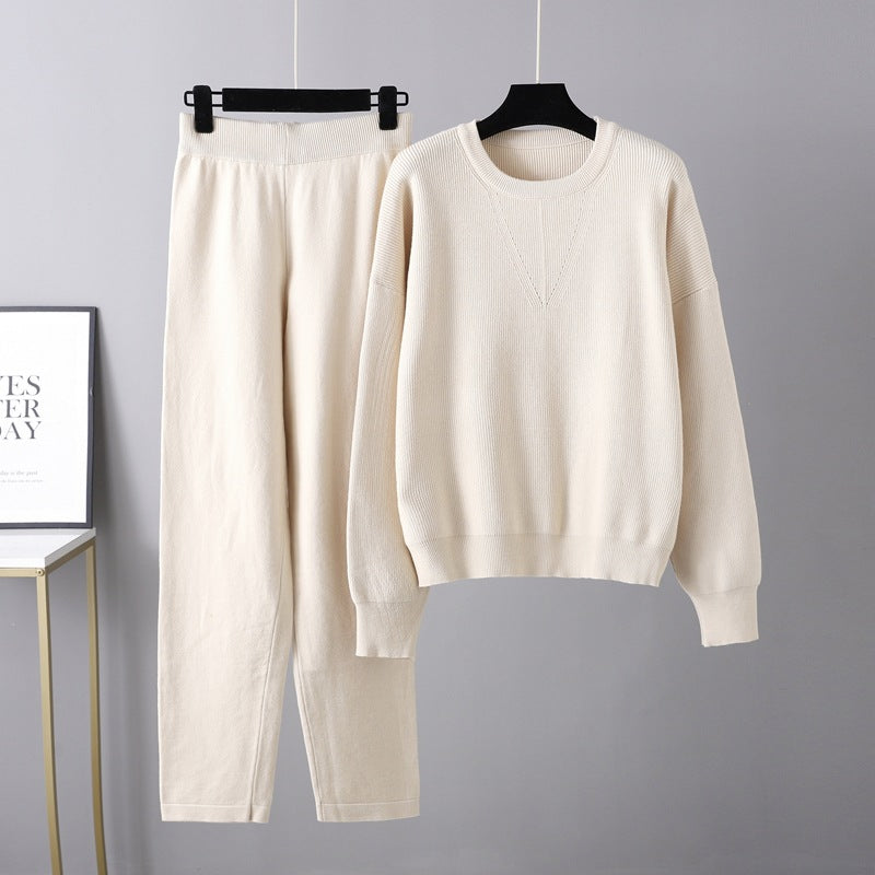 Knitted Two-Piece Sweater Outfit for Women