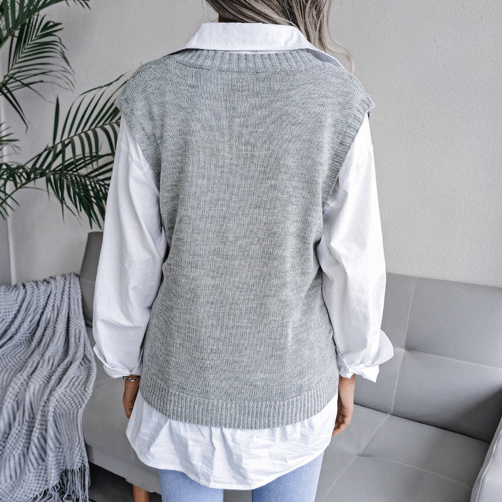 Strickweste mit Cut-Out-Twist und V-Ausschnitt für Damen