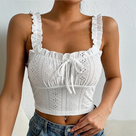 Elegantes Basic Spitzen-Camisole – Figurschmeichelndes Slim Fit Top