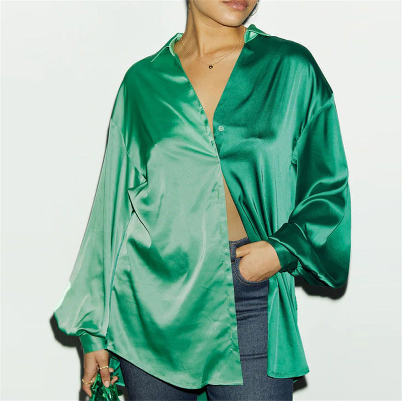 Color Block Satin Two-Piece Set
