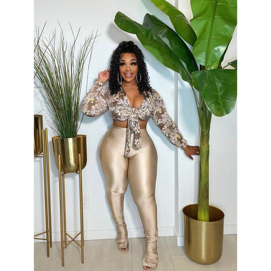 Reflective High Waisted Nightclub Split Pants
