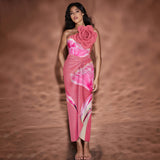 Schlankmachendes Badeanzugkleid mit großem Blumendruck