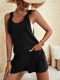 Relaxed Fit Suspender Shorts Romper for Women