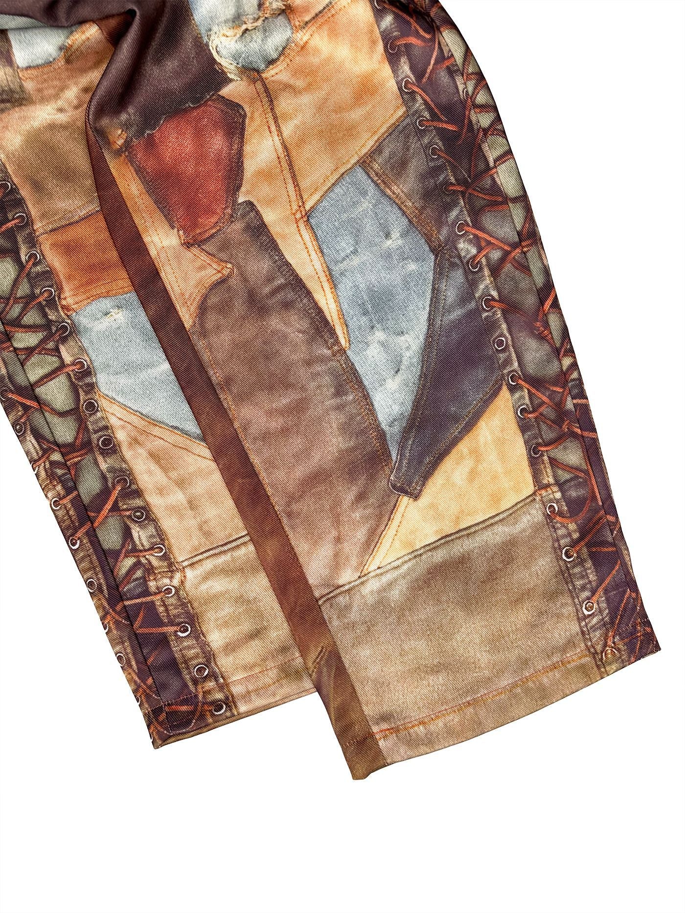 Dirty Denim Wide Leg Chain Pants