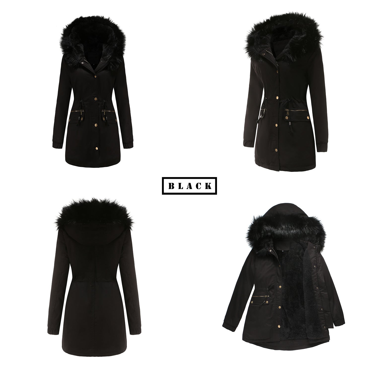 Fur Collar Hooded Winter Coat for Women
