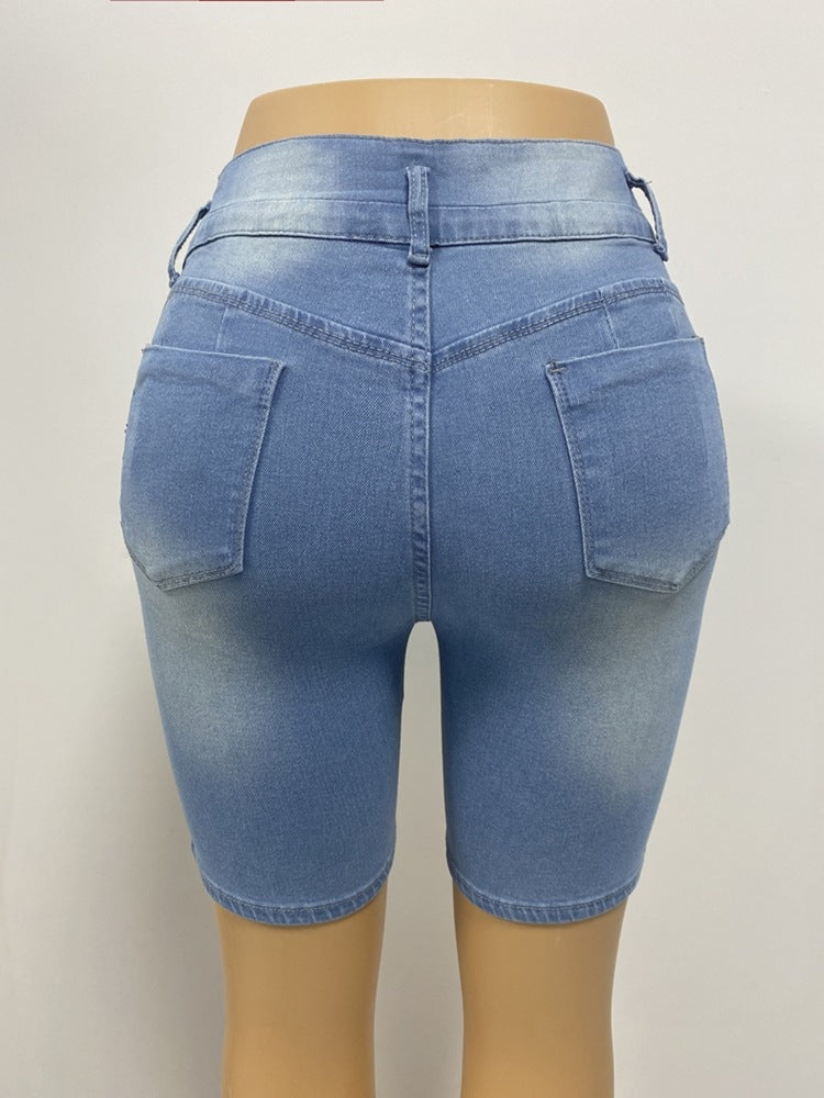 Zerrissene Jeans mit hoher Taille und Po-Lift