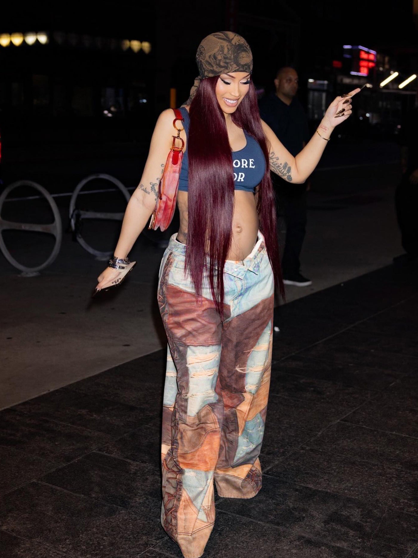 Dirty Denim Wide Leg Chain Pants