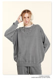 Sweat-shirt basique à col rond, usé et délavé