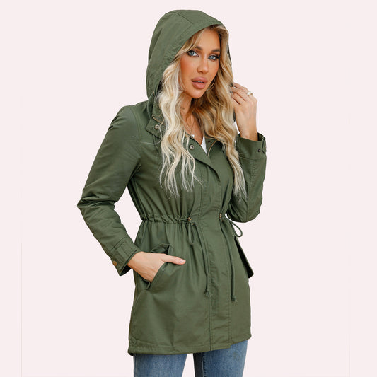 Hooded Cotton Long Coat for Women