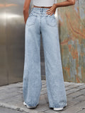 High Waist Wide Leg Distressed Jeans