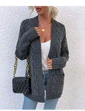 Twist Pocket Mid-Length Knitted Cardigan Coat
