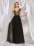 Grünes Maxi-Cocktailkleid mit Fischschwanzärmeln aus Chiffon