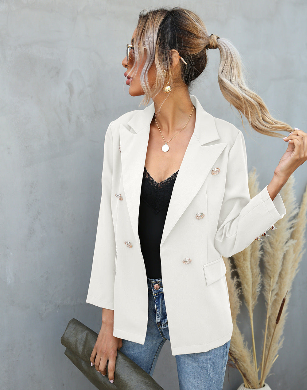 Langer Casual-Büroblazer für Damen