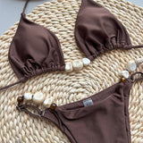 Bikini à bretelles licou fendues pour femme