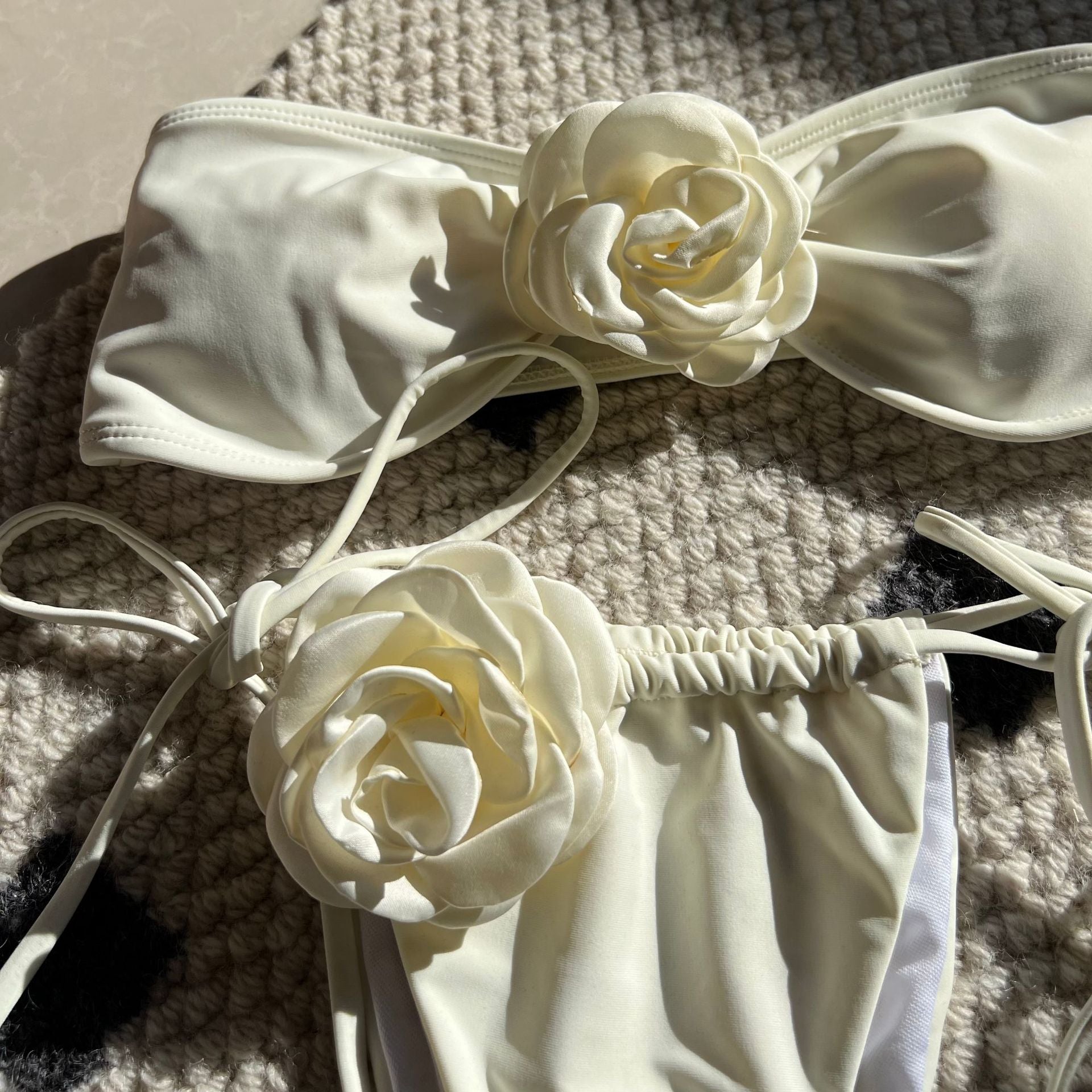 Bikini tube couleur unie rose