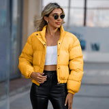 Manteau court en coton rembourré à col haut