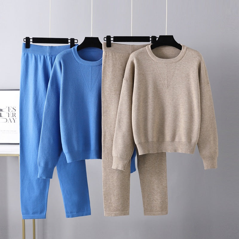 Knitted Two-Piece Sweater Outfit for Women