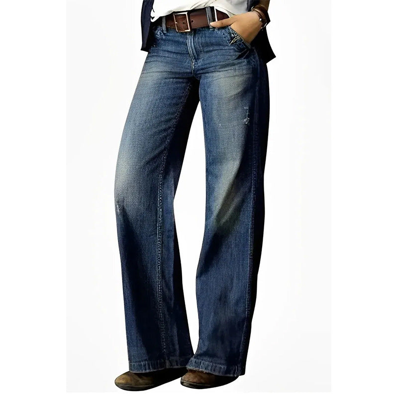 Retro Wide Leg Casual Jeans for Women