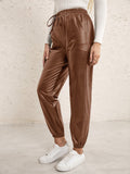Casual Faux Leather Biker Pants for Women