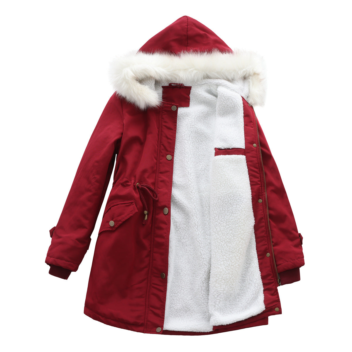 Winter Detachable Fur Hooded Cotton Coat