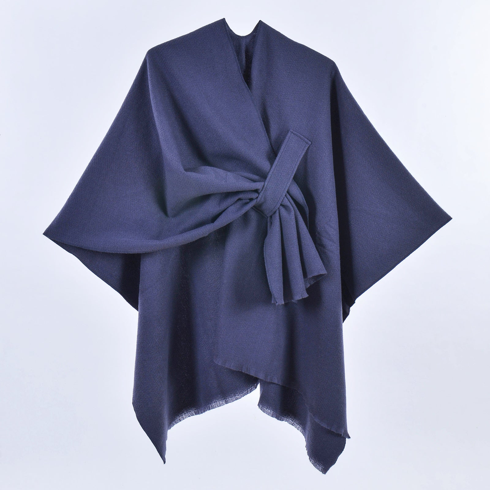 Monochrome Tassel Strap Shawl Navy Blue