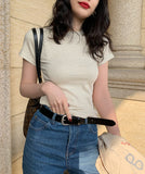 White Short Sleeve Round Neck Slimming Bandage Top for Women