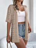 Cardigan tricoté à manches courtes et découpes HollowOut