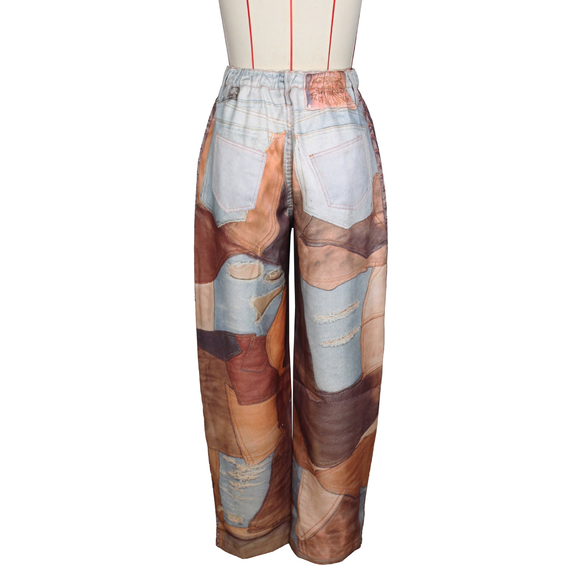 Dirty Denim Wide Leg Chain Pants