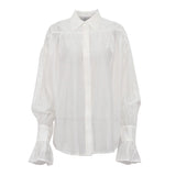 Chemise à manches longues et col polo ample de couleur unie
