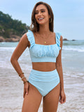 Dreiteiliger Bikini mit fliegendem Lotusblatt