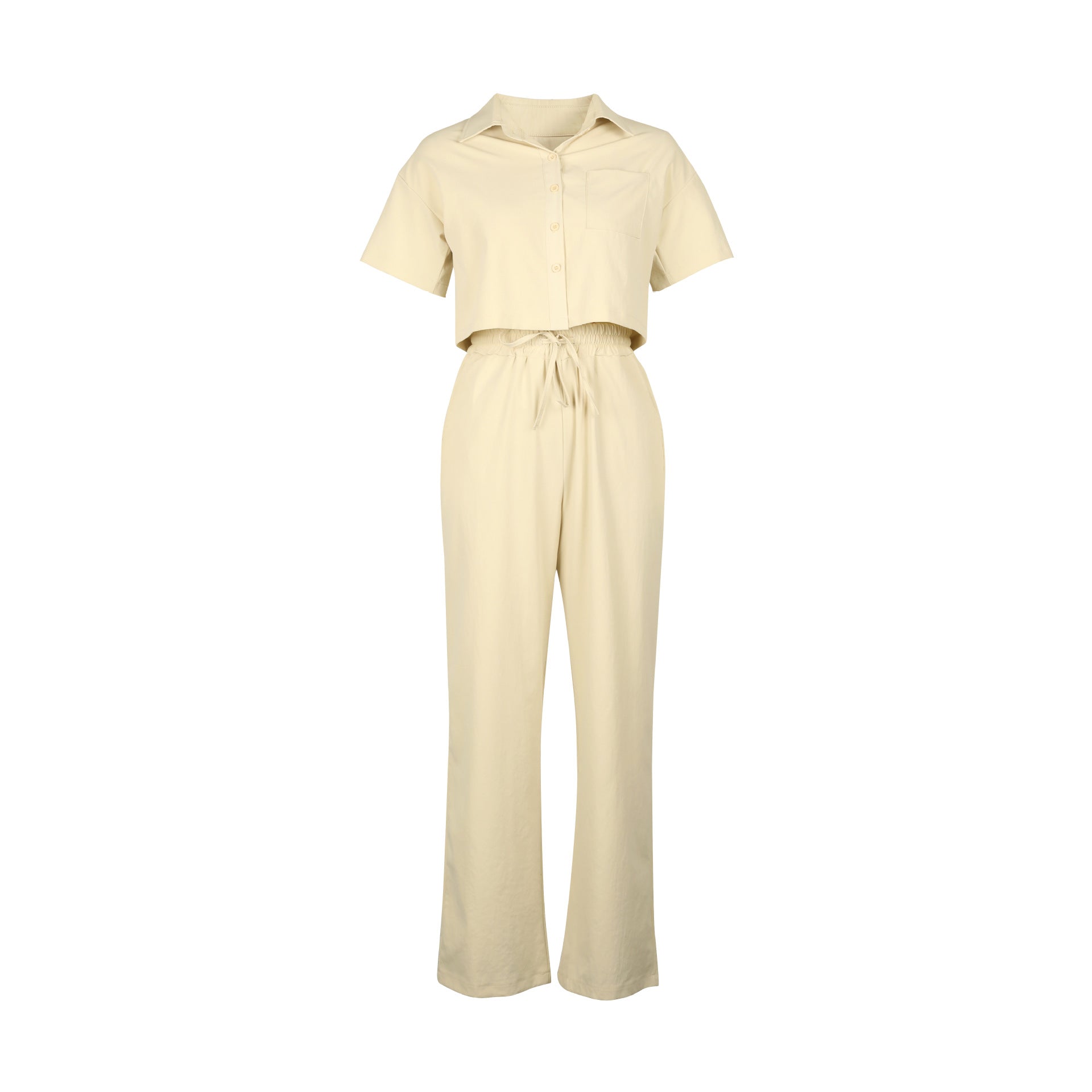 Linen Short Sleeve Two-Piece Office Set