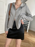French Slim Fit Double Zipper Waist-Cinching Hoodie