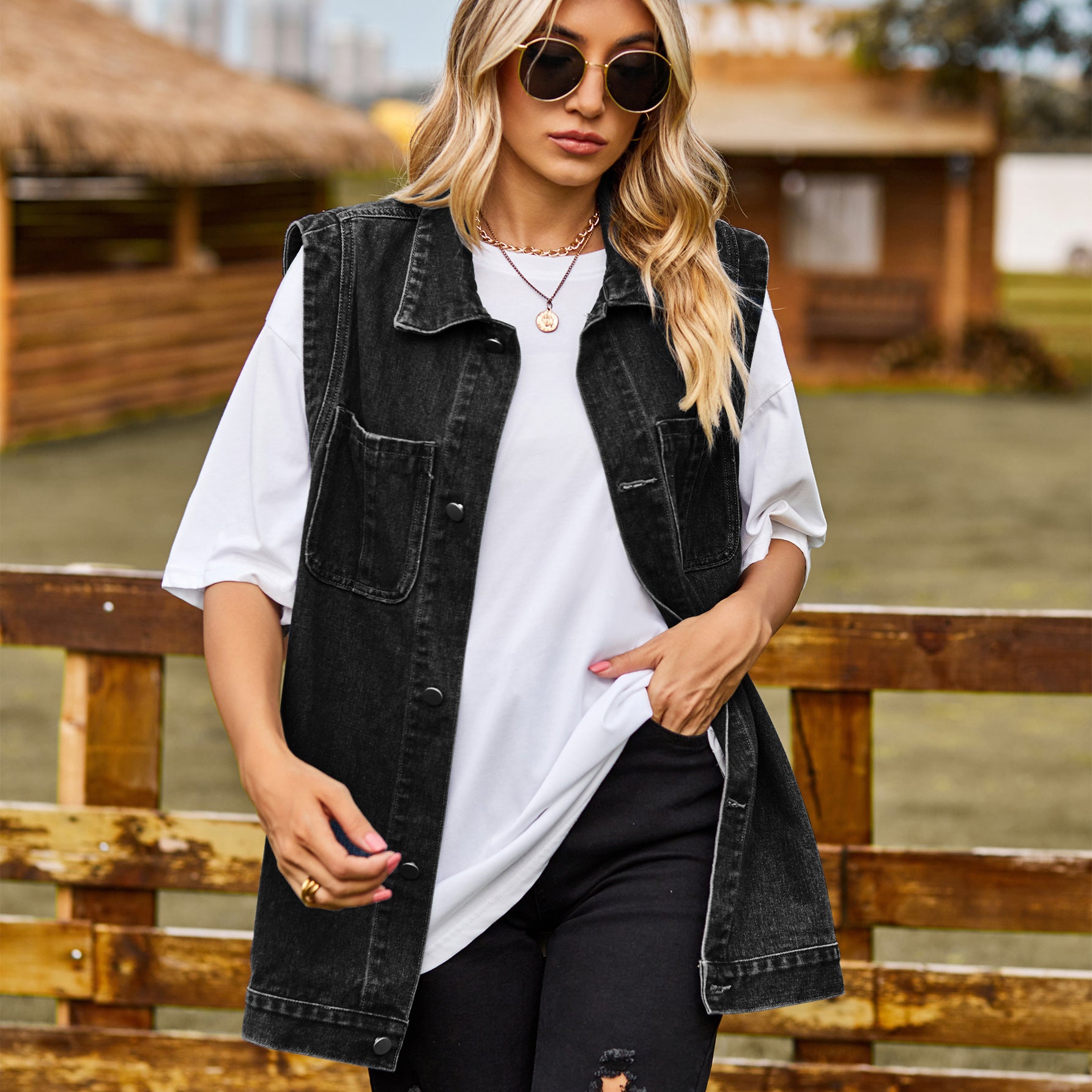 Casual Denim Waistcoat