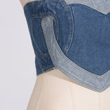 Hochwertiges Tube-Top aus blauem Denim mit liebevollen Herz-Nähten für Damen
