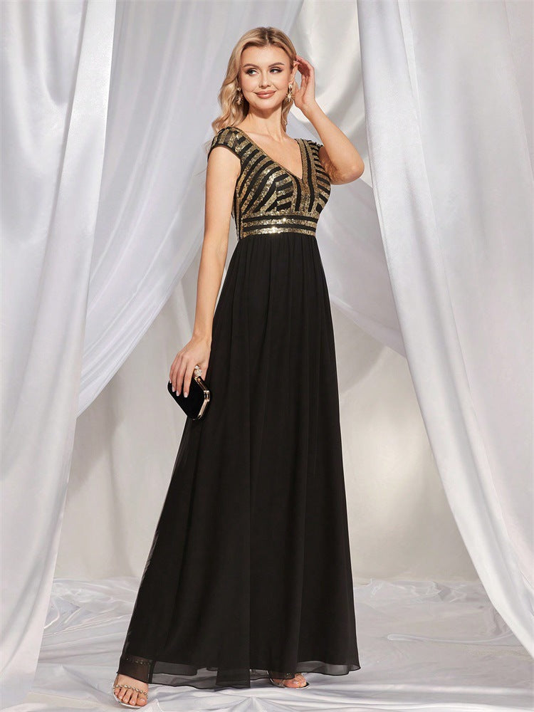 Grünes Maxi-Cocktailkleid mit Fischschwanzärmeln aus Chiffon
