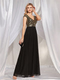 Grünes Maxi-Cocktailkleid mit Fischschwanzärmeln aus Chiffon
