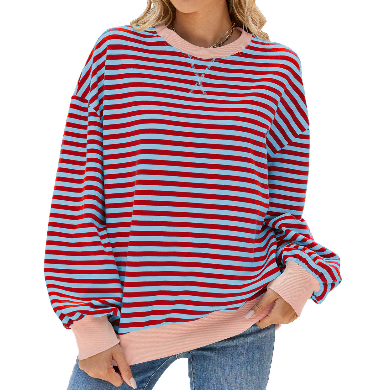 Red and gray striped