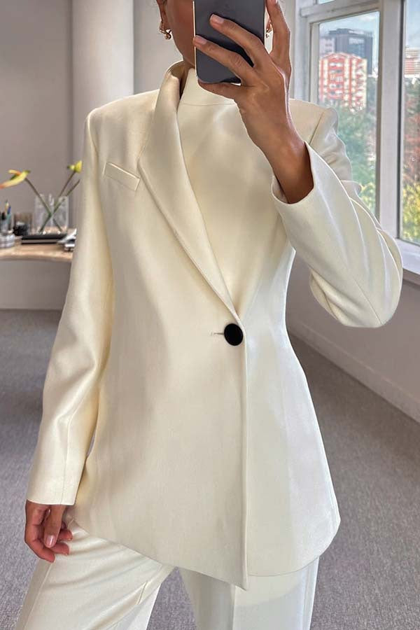 Satin Single Breasted Long Sleeve Coat