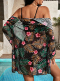 Printed Long Sleeve Three-Piece Bikini Swimsuit
