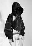 Contrast Color Cropped Hoodie Bandage Top for Women