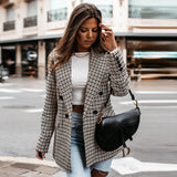 Plaid Double Breasted Slim Fit Blazer